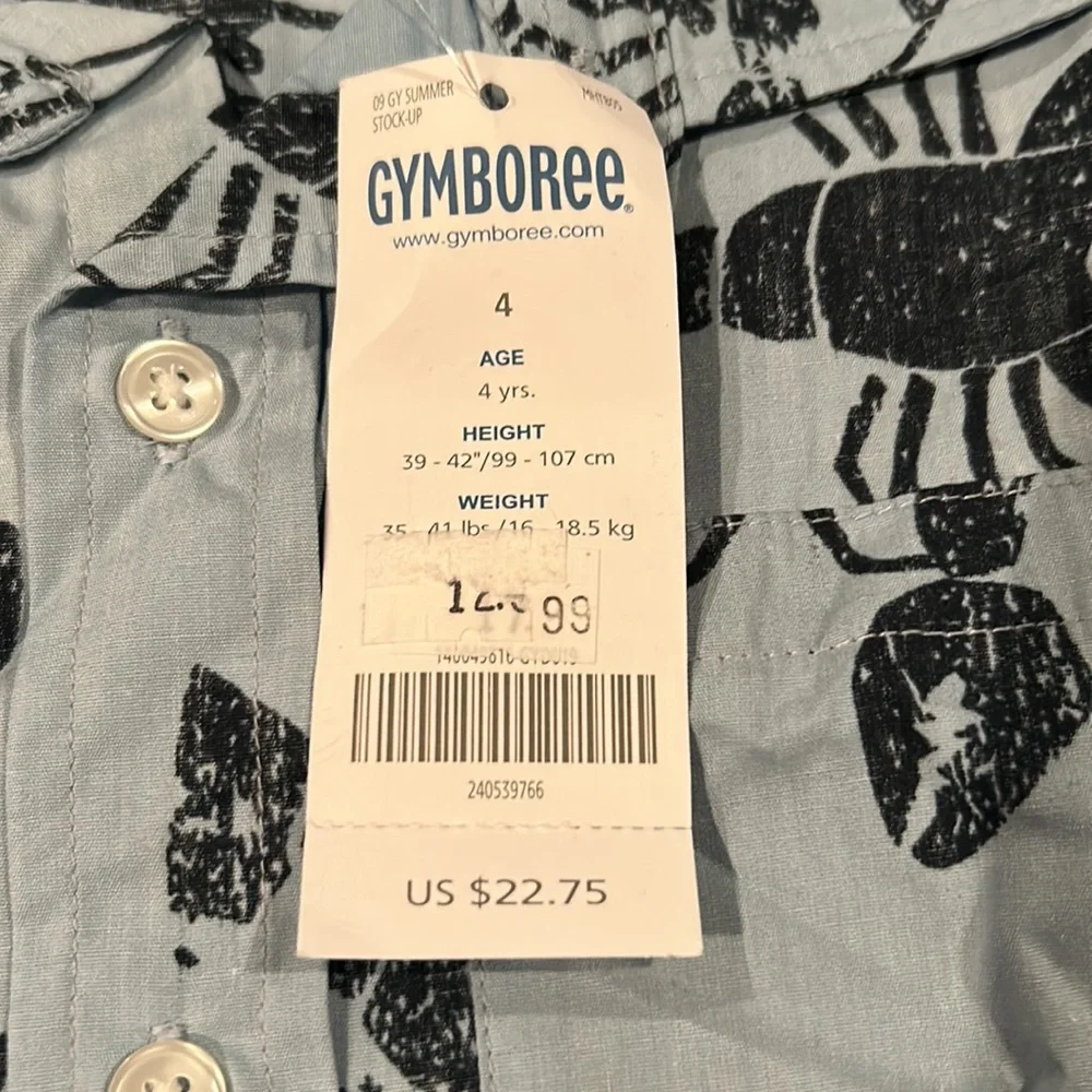 NWT Gymboree Eastern Seaboard 2009 Lobster Blue Oxford Button Up Shirt Size 4